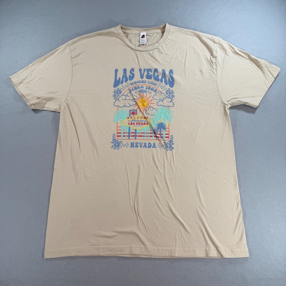Smart Blanks Las Vegas Sunshine Vibes Women's XL Tan Graphic T-Shirt